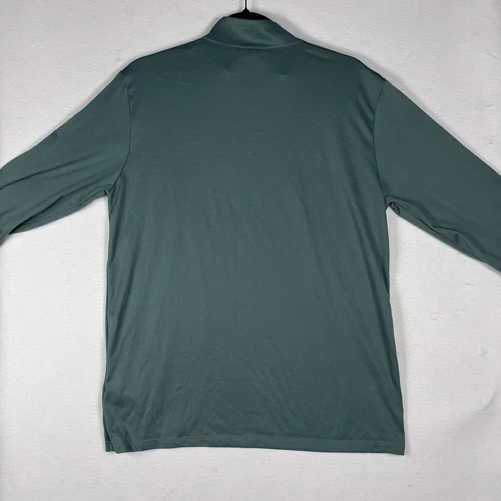 The North Face Mens M 1/4 Zip Pullover Shirt Green Long Sleeve Poly Midlayer